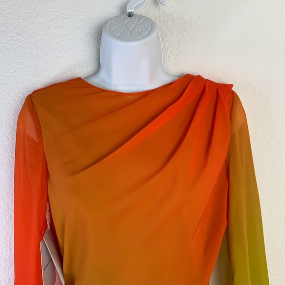 Ronny Kobo Timbra Ombre Chiffon Open V Back Dress Sz S - Picture 3 of 16